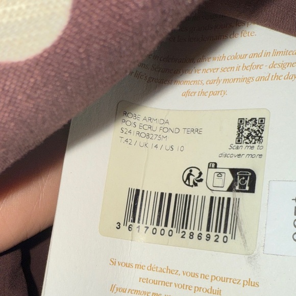 Sezane Brown Mini Dress with White Polka Dots NWT - Picture 3 of 3